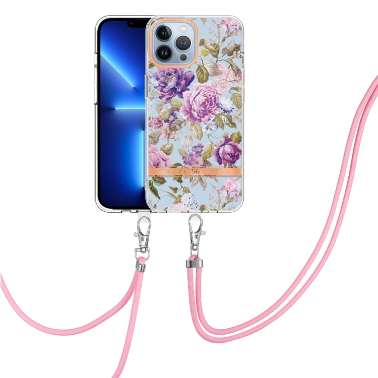 Flowers and Plants Series IMD TPU Phone Case with Lanyard, For iPhone 15 Pro Max, For iPhone 15 Pro, For iPhone 15 Plus, For iPhone 15