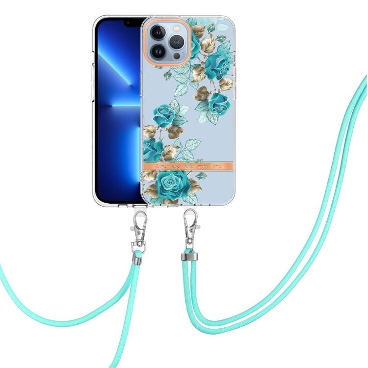 Flowers and Plants Series IMD TPU Phone Case with Lanyard, For iPhone 15 Pro Max, For iPhone 15 Pro, For iPhone 15 Plus, For iPhone 15