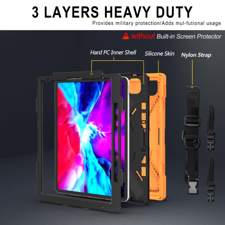 Shockproof Colorful Silicone + PC Protective Case with Holder & Shoulder Strap & Hand Strap & Pen Slot