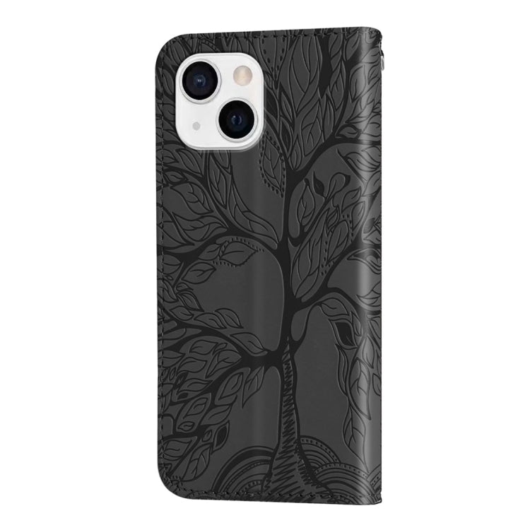 Life Tree Embossing Pattern Leather Phone Case