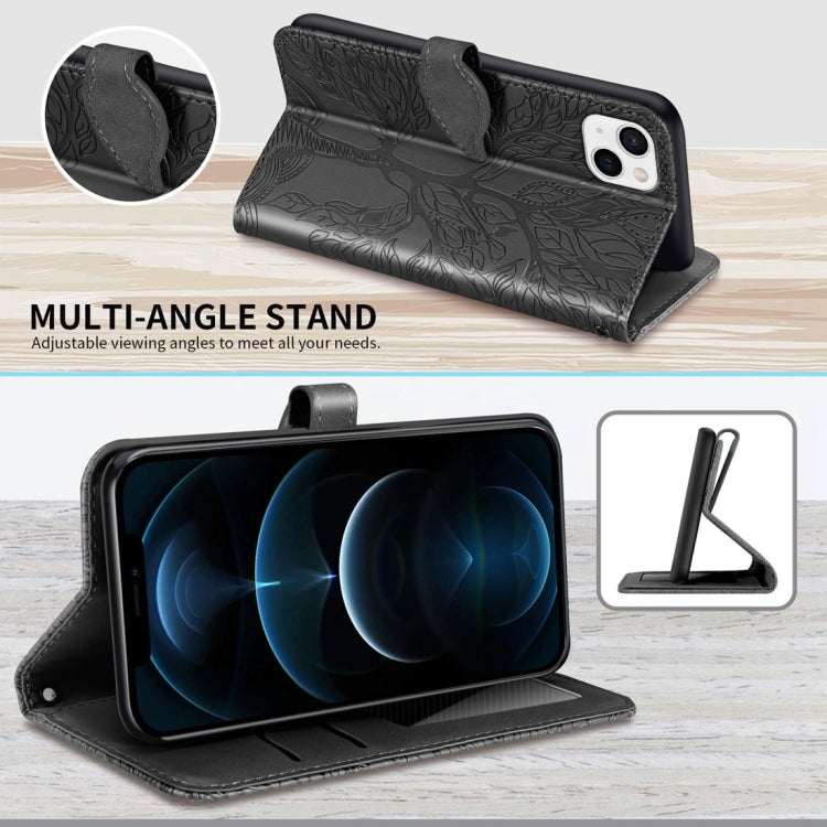 Life Tree Embossing Pattern Leather Phone Case