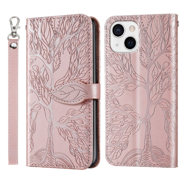 Life Tree Embossing Pattern Leather Phone Case
