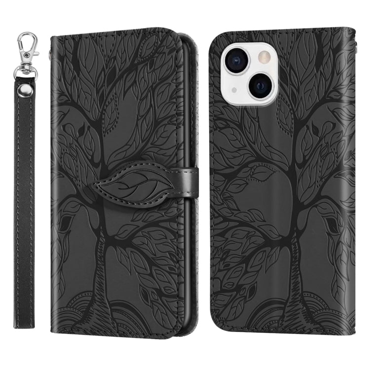Life Tree Embossing Pattern Leather Phone Case