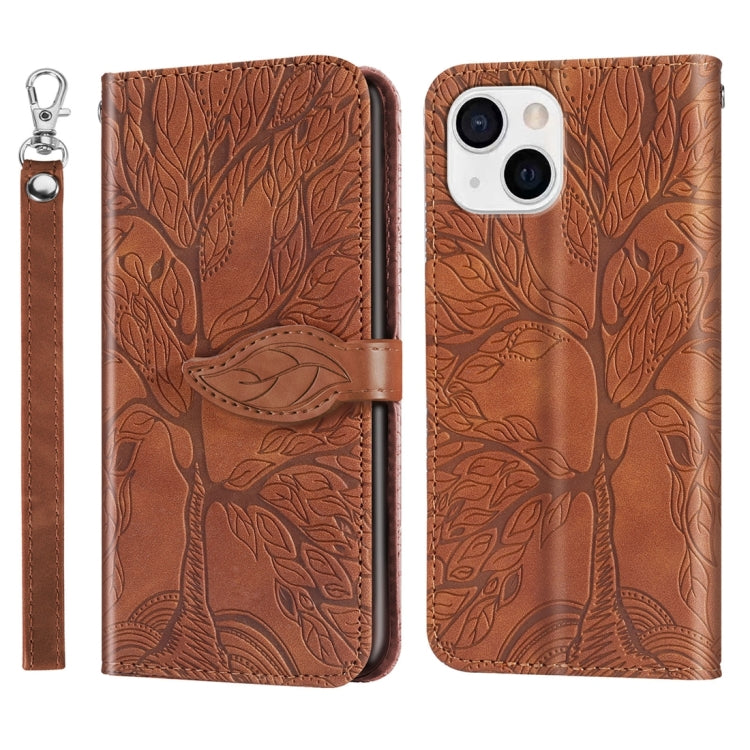 Life Tree Embossing Pattern Leather Phone Case