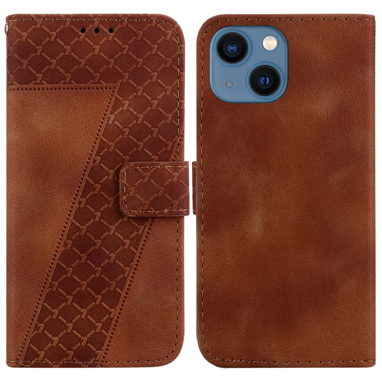 Seven-shaped Embossed Leather Phone Case, For iPhone 15, For iPhone 14 Plus, For iPhone 14, For iPhone 14 Pro