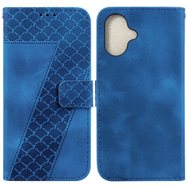 Seven-shaped Embossed Leather Phone Case, iPhone 16e, For iPhone 16 Pro Max, For iPhone 16 Pro, For iPhone 16 Plus