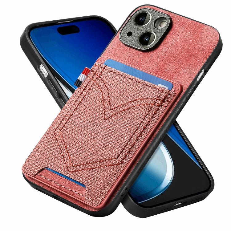 Denim Texture Leather Skin Phone Case with Card Slot, For iPhone 15 Pro Max, For iPhone 15 Pro, For iPhone 15 Plus, For iPhone 15