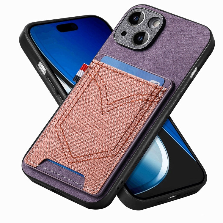 Denim Texture Leather Skin Phone Case with Card Slot, For iPhone 15 Pro Max, For iPhone 15 Pro, For iPhone 15 Plus, For iPhone 15