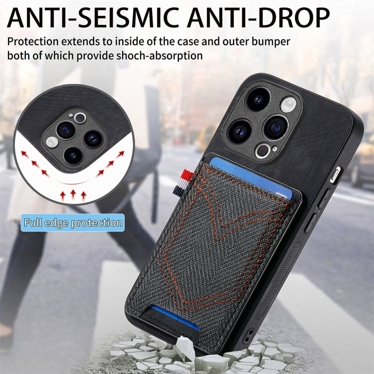 Denim Texture Leather Skin Phone Case with Card Slot, For iPhone 14 Pro, For iPhone 14 Pro Max