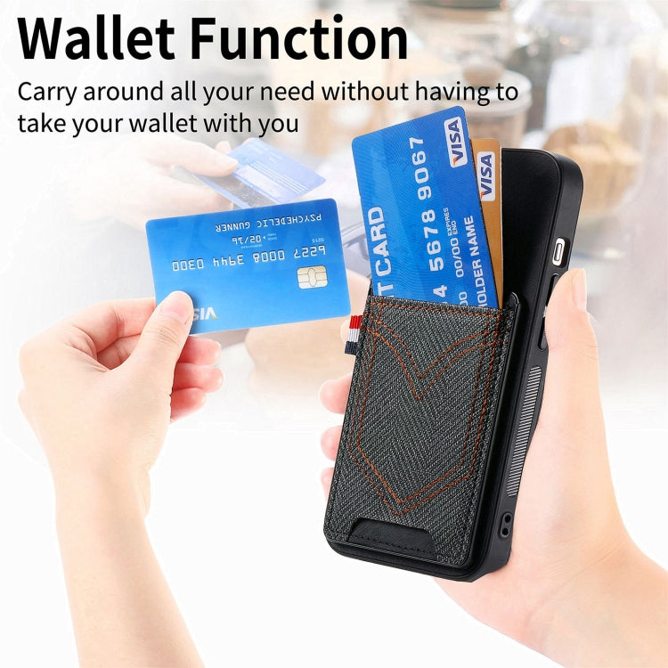 Denim Texture Leather Skin Phone Case with Card Slot, For iPhone 14 Pro, For iPhone 14 Pro Max