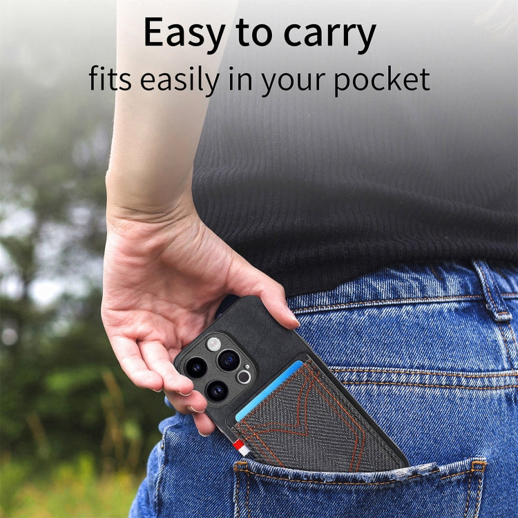 Denim Texture Leather Skin Phone Case with Card Slot, For iPhone 14 Pro, For iPhone 14 Pro Max
