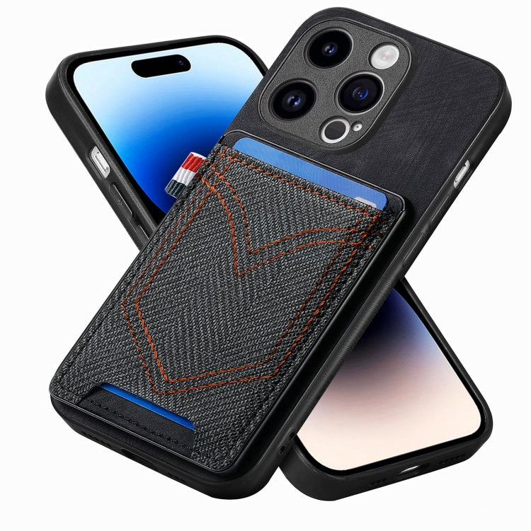 Denim Texture Leather Skin Phone Case with Card Slot, For iPhone 14 Pro, For iPhone 14 Pro Max