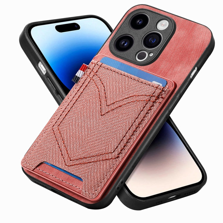 Denim Texture Leather Skin Phone Case with Card Slot, For iPhone 14 Pro, For iPhone 14 Pro Max