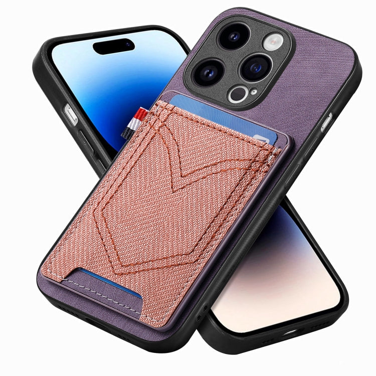 Denim Texture Leather Skin Phone Case with Card Slot, For iPhone 14 Pro, For iPhone 14 Pro Max