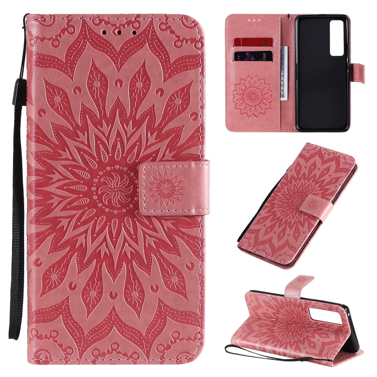 Embossed Sunflower Pattern Horizontal Flip PU Leather Case with Holder & Card Slots & Wallet & Lanyard, For Huawei Nova 7 Pro 5G, For Huawei Nova 7 SE/P40 Lite 5G, For Huawei Nova 7 5G