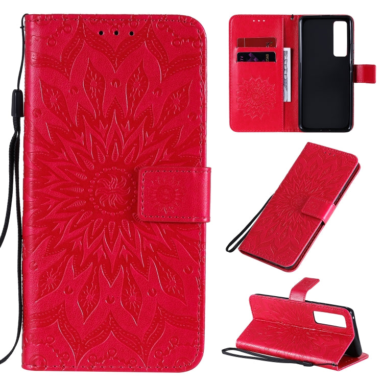 Embossed Sunflower Pattern Horizontal Flip PU Leather Case with Holder & Card Slots & Wallet & Lanyard, For Huawei Nova 7 Pro 5G, For Huawei Nova 7 SE/P40 Lite 5G, For Huawei Nova 7 5G