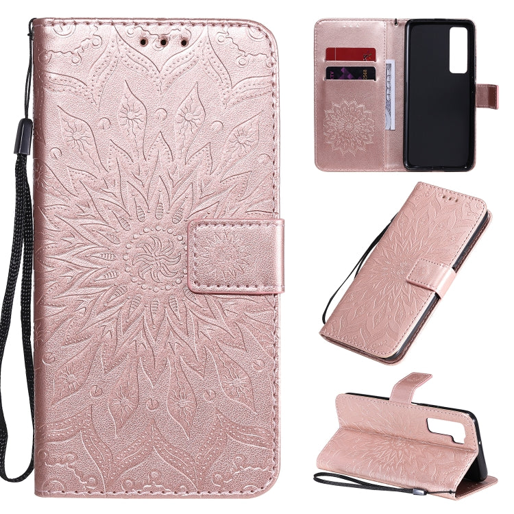 Embossed Sunflower Pattern Horizontal Flip PU Leather Case with Holder & Card Slots & Wallet & Lanyard, For Huawei Nova 7 Pro 5G, For Huawei Nova 7 SE/P40 Lite 5G, For Huawei Nova 7 5G