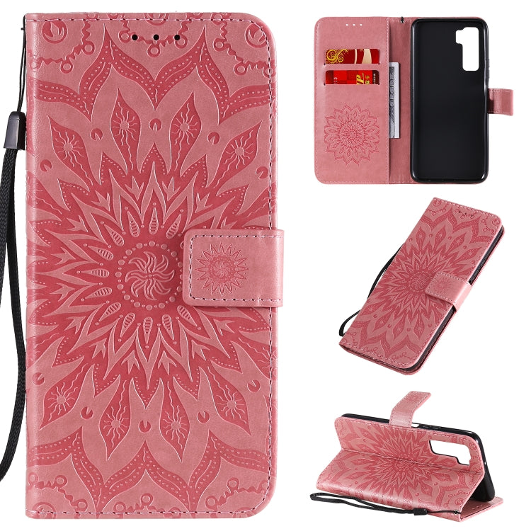 Embossed Sunflower Pattern Horizontal Flip PU Leather Case with Holder & Card Slots & Wallet & Lanyard, For Huawei Nova 7 Pro 5G, For Huawei Nova 7 SE/P40 Lite 5G, For Huawei Nova 7 5G