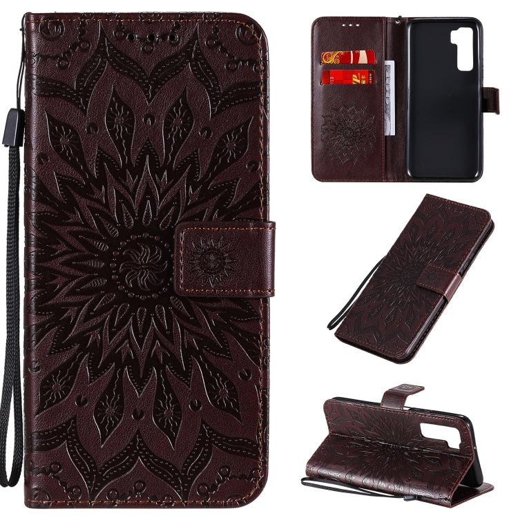 Embossed Sunflower Pattern Horizontal Flip PU Leather Case with Holder & Card Slots & Wallet & Lanyard, For Huawei Nova 7 Pro 5G, For Huawei Nova 7 SE/P40 Lite 5G, For Huawei Nova 7 5G