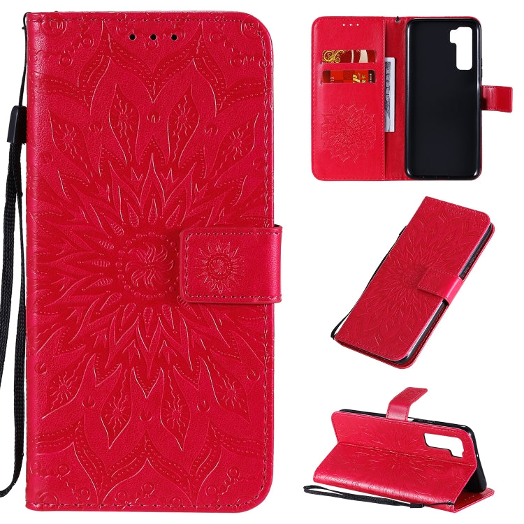 Embossed Sunflower Pattern Horizontal Flip PU Leather Case with Holder & Card Slots & Wallet & Lanyard, For Huawei Nova 7 Pro 5G, For Huawei Nova 7 SE/P40 Lite 5G, For Huawei Nova 7 5G