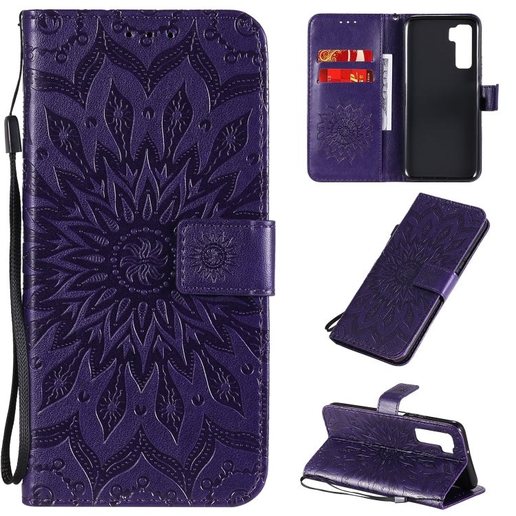 Embossed Sunflower Pattern Horizontal Flip PU Leather Case with Holder & Card Slots & Wallet & Lanyard, For Huawei Nova 7 Pro 5G, For Huawei Nova 7 SE/P40 Lite 5G, For Huawei Nova 7 5G