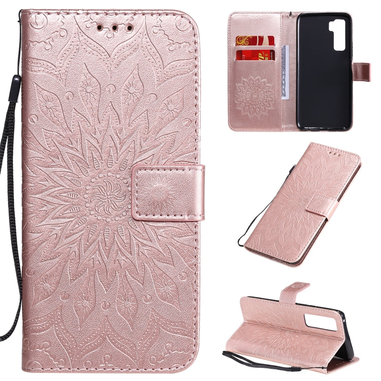 Embossed Sunflower Pattern Horizontal Flip PU Leather Case with Holder & Card Slots & Wallet & Lanyard, For Huawei Nova 7 Pro 5G, For Huawei Nova 7 SE/P40 Lite 5G, For Huawei Nova 7 5G