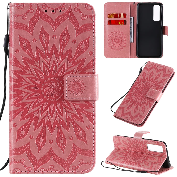 Embossed Sunflower Pattern Horizontal Flip PU Leather Case with Holder & Card Slots & Wallet & Lanyard, For Huawei Nova 7 Pro 5G, For Huawei Nova 7 SE/P40 Lite 5G, For Huawei Nova 7 5G