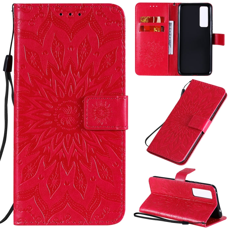 Embossed Sunflower Pattern Horizontal Flip PU Leather Case with Holder & Card Slots & Wallet & Lanyard, For Huawei Nova 7 Pro 5G, For Huawei Nova 7 SE/P40 Lite 5G, For Huawei Nova 7 5G