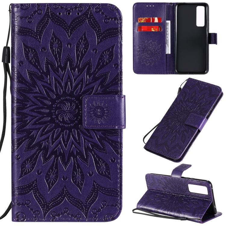 Embossed Sunflower Pattern Horizontal Flip PU Leather Case with Holder & Card Slots & Wallet & Lanyard, For Huawei Nova 7 Pro 5G, For Huawei Nova 7 SE/P40 Lite 5G, For Huawei Nova 7 5G