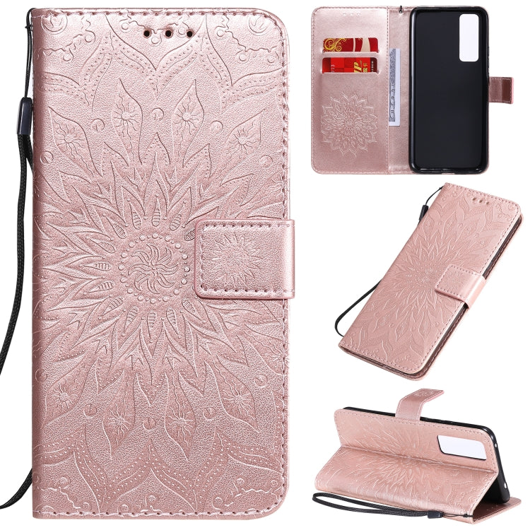 Embossed Sunflower Pattern Horizontal Flip PU Leather Case with Holder & Card Slots & Wallet & Lanyard, For Huawei Nova 7 Pro 5G, For Huawei Nova 7 SE/P40 Lite 5G, For Huawei Nova 7 5G