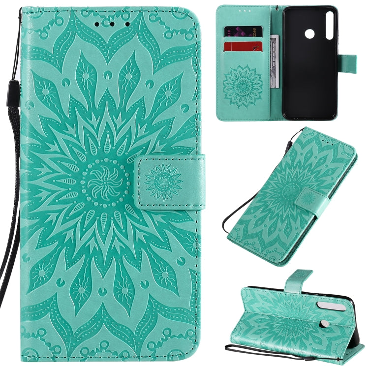 Embossed Sunflower Pattern Horizontal Flip PU Leather Case with Holder & Card Slots & Wallet & Lanyard, For Huawei P40 Lite E/Y7p/Honor 9C, For Huawei P smart 2020, For Huawei Y5p/Honor 9S