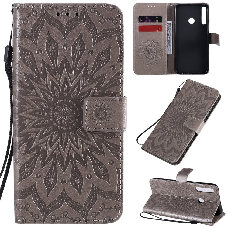Embossed Sunflower Pattern Horizontal Flip PU Leather Case with Holder & Card Slots & Wallet & Lanyard, For Huawei P40 Lite E/Y7p/Honor 9C, For Huawei P smart 2020, For Huawei Y5p/Honor 9S