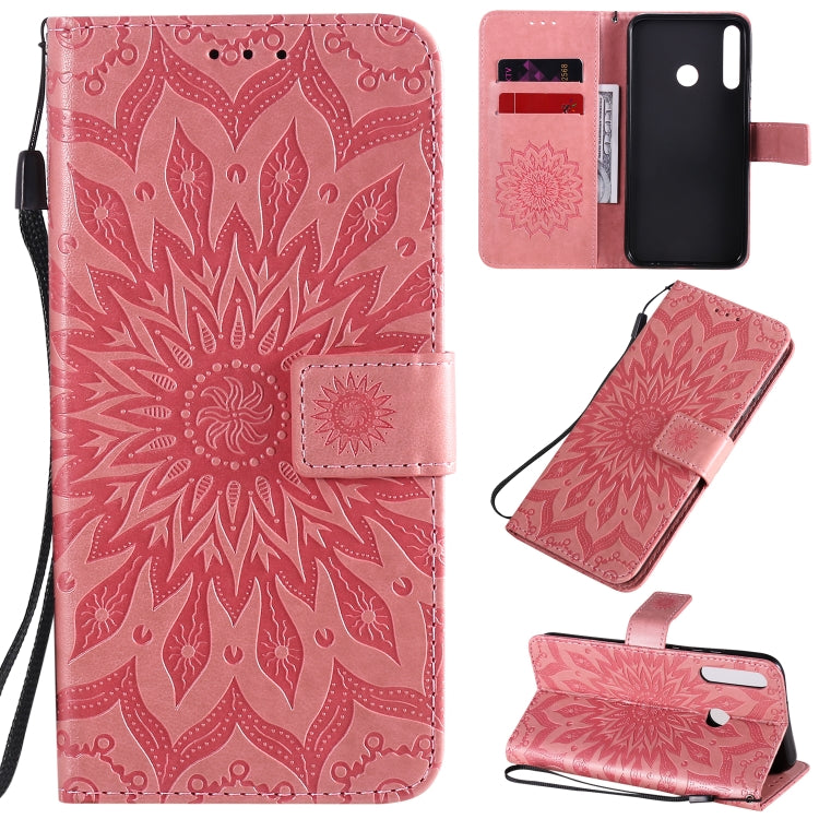 Embossed Sunflower Pattern Horizontal Flip PU Leather Case with Holder & Card Slots & Wallet & Lanyard, For Huawei P40 Lite E/Y7p/Honor 9C, For Huawei P smart 2020, For Huawei Y5p/Honor 9S