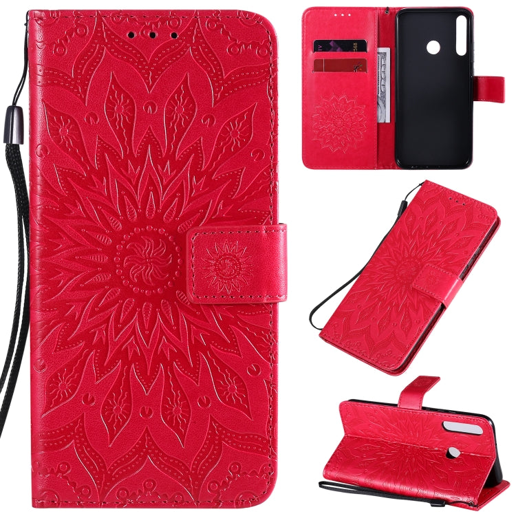 Embossed Sunflower Pattern Horizontal Flip PU Leather Case with Holder & Card Slots & Wallet & Lanyard, For Huawei P40 Lite E/Y7p/Honor 9C, For Huawei P smart 2020, For Huawei Y5p/Honor 9S