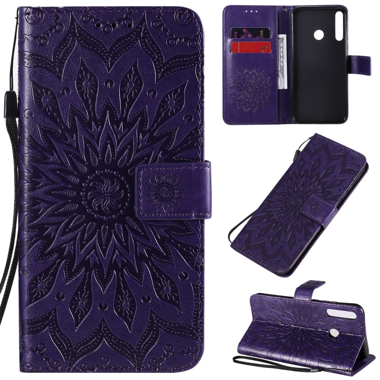 Embossed Sunflower Pattern Horizontal Flip PU Leather Case with Holder & Card Slots & Wallet & Lanyard, For Huawei P40 Lite E/Y7p/Honor 9C, For Huawei P smart 2020, For Huawei Y5p/Honor 9S