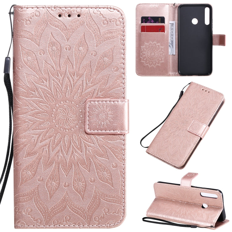 Embossed Sunflower Pattern Horizontal Flip PU Leather Case with Holder & Card Slots & Wallet & Lanyard, For Huawei P40 Lite E/Y7p/Honor 9C, For Huawei P smart 2020, For Huawei Y5p/Honor 9S