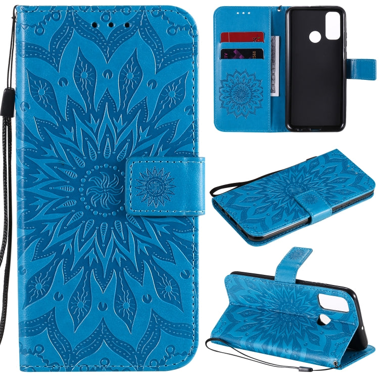 Embossed Sunflower Pattern Horizontal Flip PU Leather Case with Holder & Card Slots & Wallet & Lanyard, For Huawei P40 Lite E/Y7p/Honor 9C, For Huawei P smart 2020, For Huawei Y5p/Honor 9S