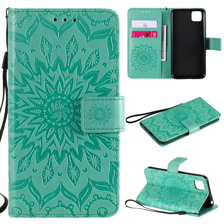 Embossed Sunflower Pattern Horizontal Flip PU Leather Case with Holder & Card Slots & Wallet & Lanyard, For Huawei P40 Lite E/Y7p/Honor 9C, For Huawei P smart 2020, For Huawei Y5p/Honor 9S