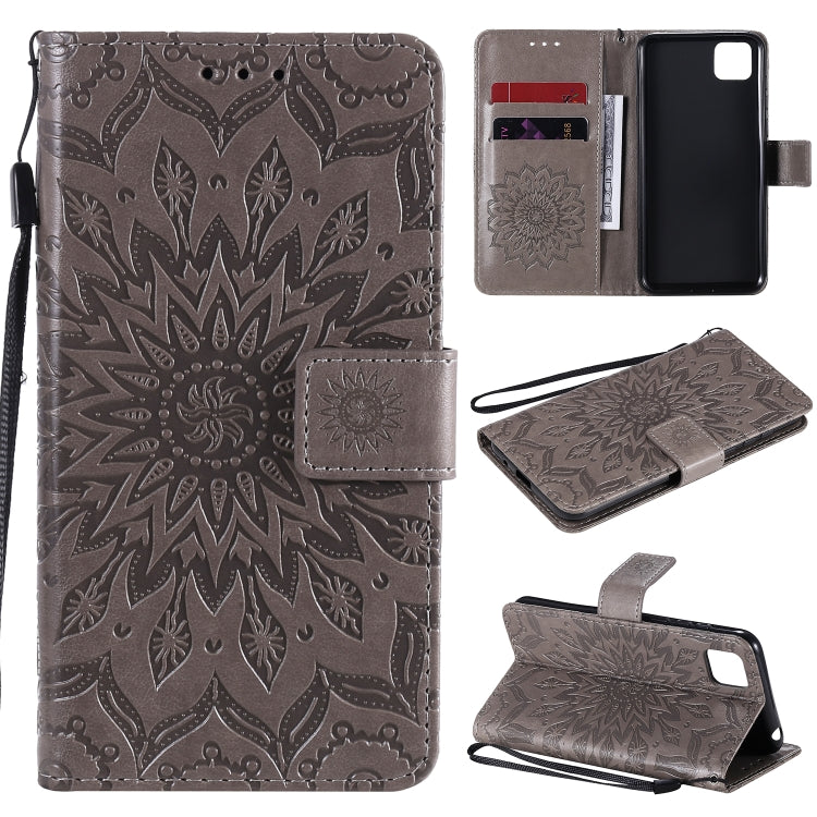 Embossed Sunflower Pattern Horizontal Flip PU Leather Case with Holder & Card Slots & Wallet & Lanyard, For Huawei P40 Lite E/Y7p/Honor 9C, For Huawei P smart 2020, For Huawei Y5p/Honor 9S