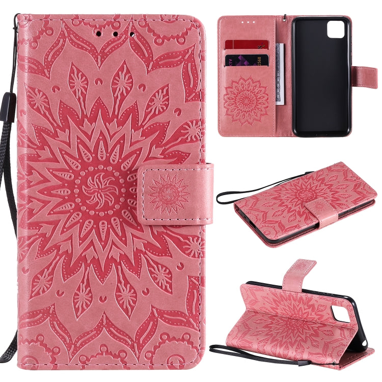 Embossed Sunflower Pattern Horizontal Flip PU Leather Case with Holder & Card Slots & Wallet & Lanyard, For Huawei P40 Lite E/Y7p/Honor 9C, For Huawei P smart 2020, For Huawei Y5p/Honor 9S