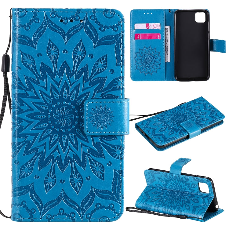 Embossed Sunflower Pattern Horizontal Flip PU Leather Case with Holder & Card Slots & Wallet & Lanyard, For Huawei P40 Lite E/Y7p/Honor 9C, For Huawei P smart 2020, For Huawei Y5p/Honor 9S