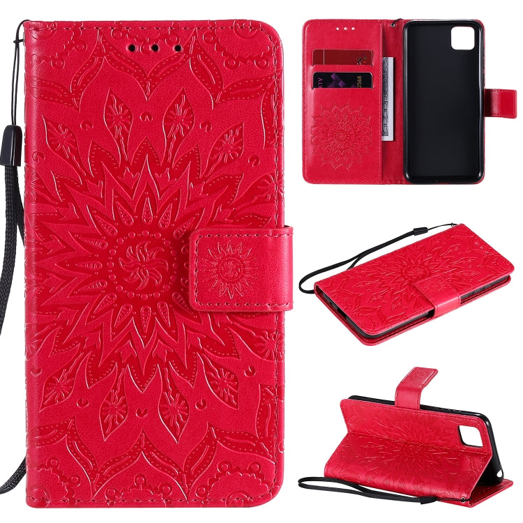 Embossed Sunflower Pattern Horizontal Flip PU Leather Case with Holder & Card Slots & Wallet & Lanyard, For Huawei P40 Lite E/Y7p/Honor 9C, For Huawei P smart 2020, For Huawei Y5p/Honor 9S