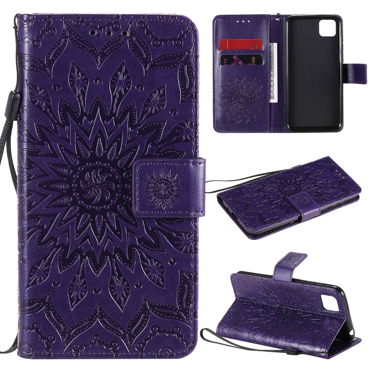 Embossed Sunflower Pattern Horizontal Flip PU Leather Case with Holder & Card Slots & Wallet & Lanyard, For Huawei P40 Lite E/Y7p/Honor 9C, For Huawei P smart 2020, For Huawei Y5p/Honor 9S