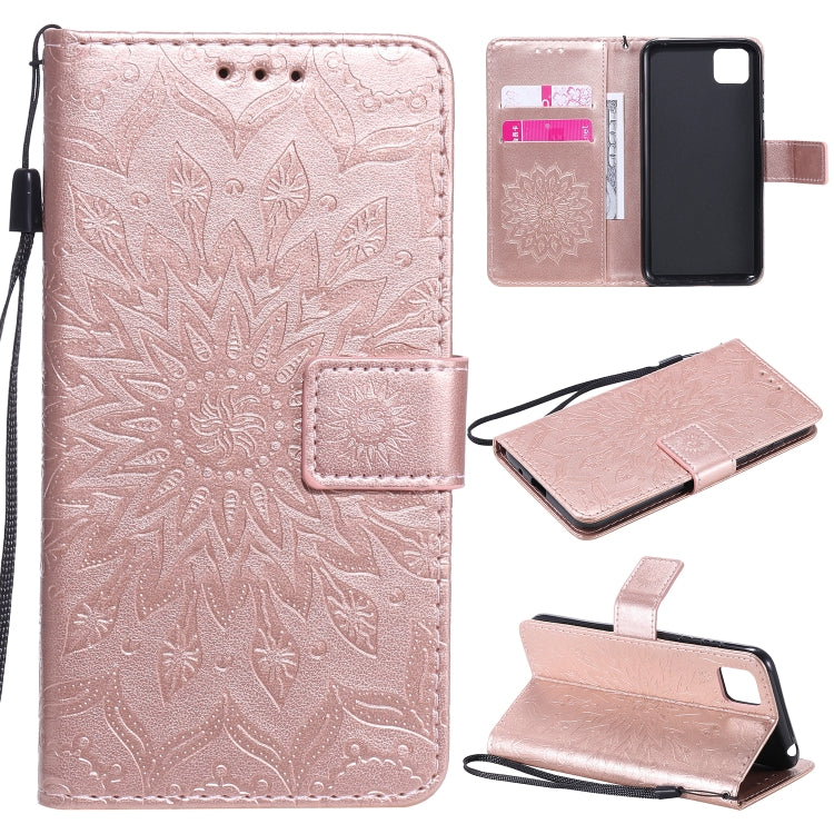 Embossed Sunflower Pattern Horizontal Flip PU Leather Case with Holder & Card Slots & Wallet & Lanyard, For Huawei P40 Lite E/Y7p/Honor 9C, For Huawei P smart 2020, For Huawei Y5p/Honor 9S