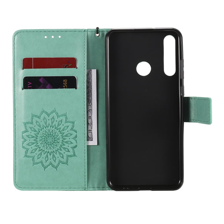 Embossed Sunflower Pattern Horizontal Flip PU Leather Case with Holder & Card Slots & Wallet & Lanyard, For Huawei Y6p, For Huawei Honor 9A, For Huawei Honor 30 Pro
