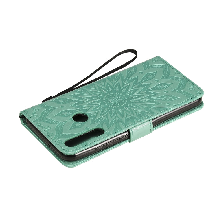 Embossed Sunflower Pattern Horizontal Flip PU Leather Case with Holder & Card Slots & Wallet & Lanyard, For Huawei Y6p, For Huawei Honor 9A, For Huawei Honor 30 Pro
