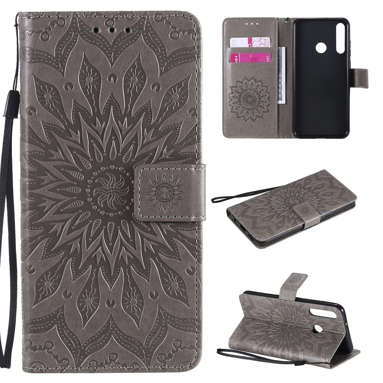 Embossed Sunflower Pattern Horizontal Flip PU Leather Case with Holder & Card Slots & Wallet & Lanyard, For Huawei Y6p, For Huawei Honor 9A, For Huawei Honor 30 Pro