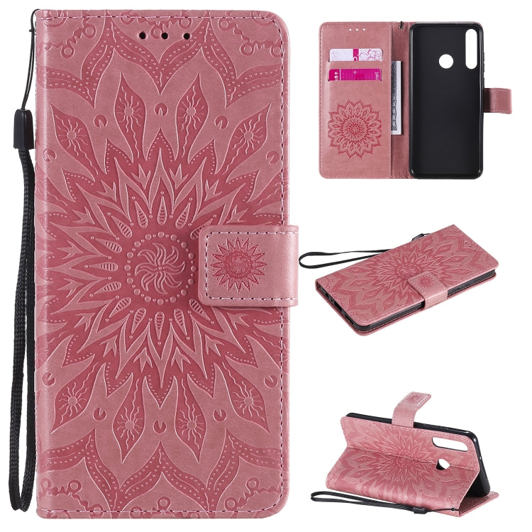 Embossed Sunflower Pattern Horizontal Flip PU Leather Case with Holder & Card Slots & Wallet & Lanyard, For Huawei Y6p, For Huawei Honor 9A, For Huawei Honor 30 Pro