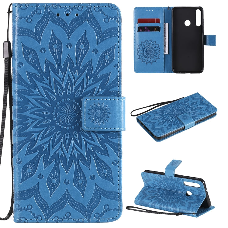 Embossed Sunflower Pattern Horizontal Flip PU Leather Case with Holder & Card Slots & Wallet & Lanyard, For Huawei Y6p, For Huawei Honor 9A, For Huawei Honor 30 Pro