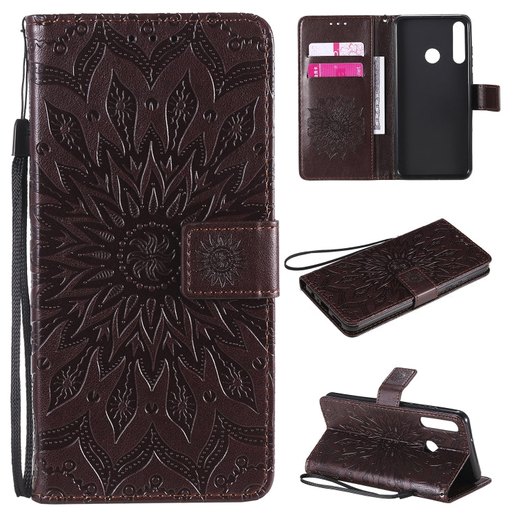 Embossed Sunflower Pattern Horizontal Flip PU Leather Case with Holder & Card Slots & Wallet & Lanyard, For Huawei Y6p, For Huawei Honor 9A, For Huawei Honor 30 Pro